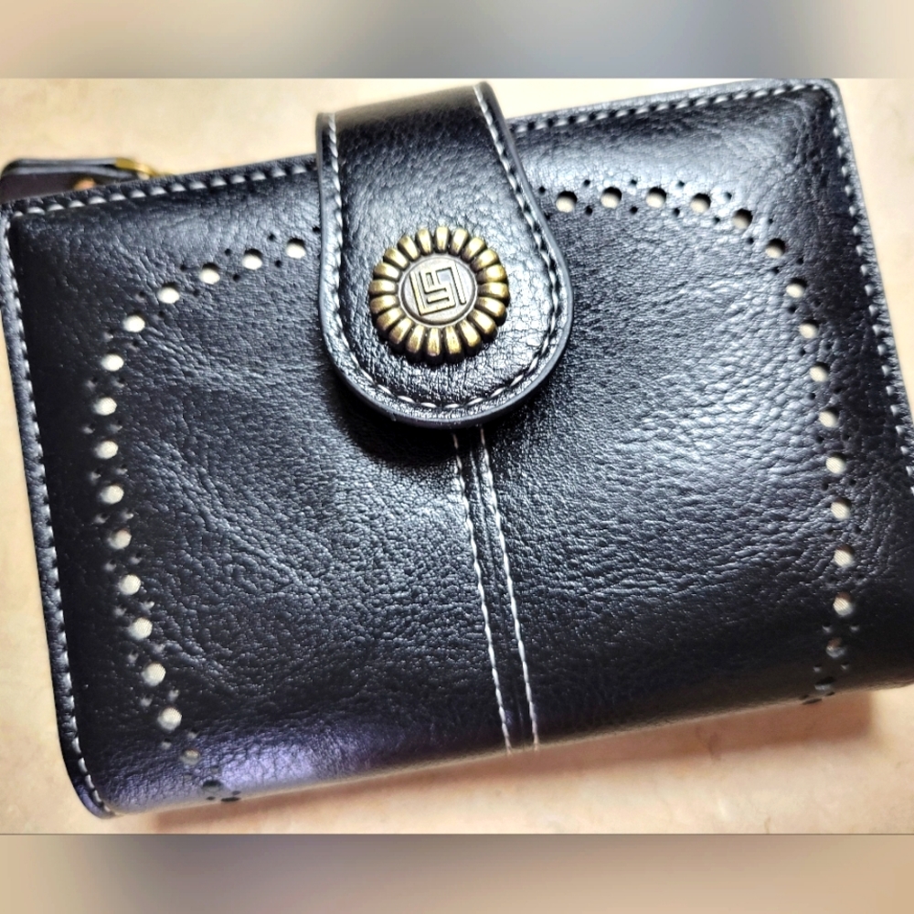 Black women snap closure wallet black man made material